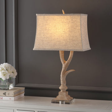 Antler 29.5" Rustic Resin/Crystal LED Table Lamp - JONATHAN Y